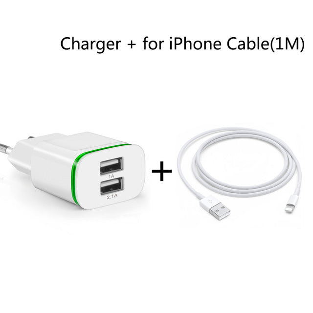 CinkeyPro EU Plug 2 Ports LED Light  USB Charger 5V 2A
