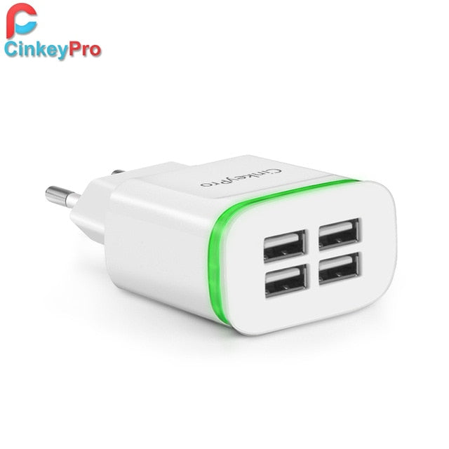 CinkeyPro EU Plug 2 Ports LED Light  USB Charger 5V 2A